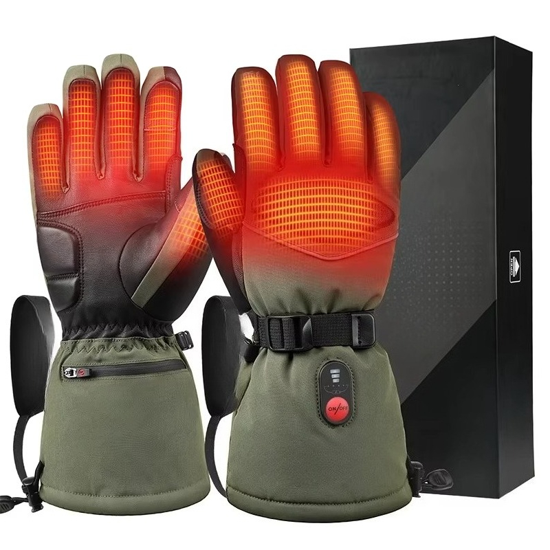 Heated Gloves Electric - Yeşil 7.4V 3000mAh Dış Mekan Sıcak