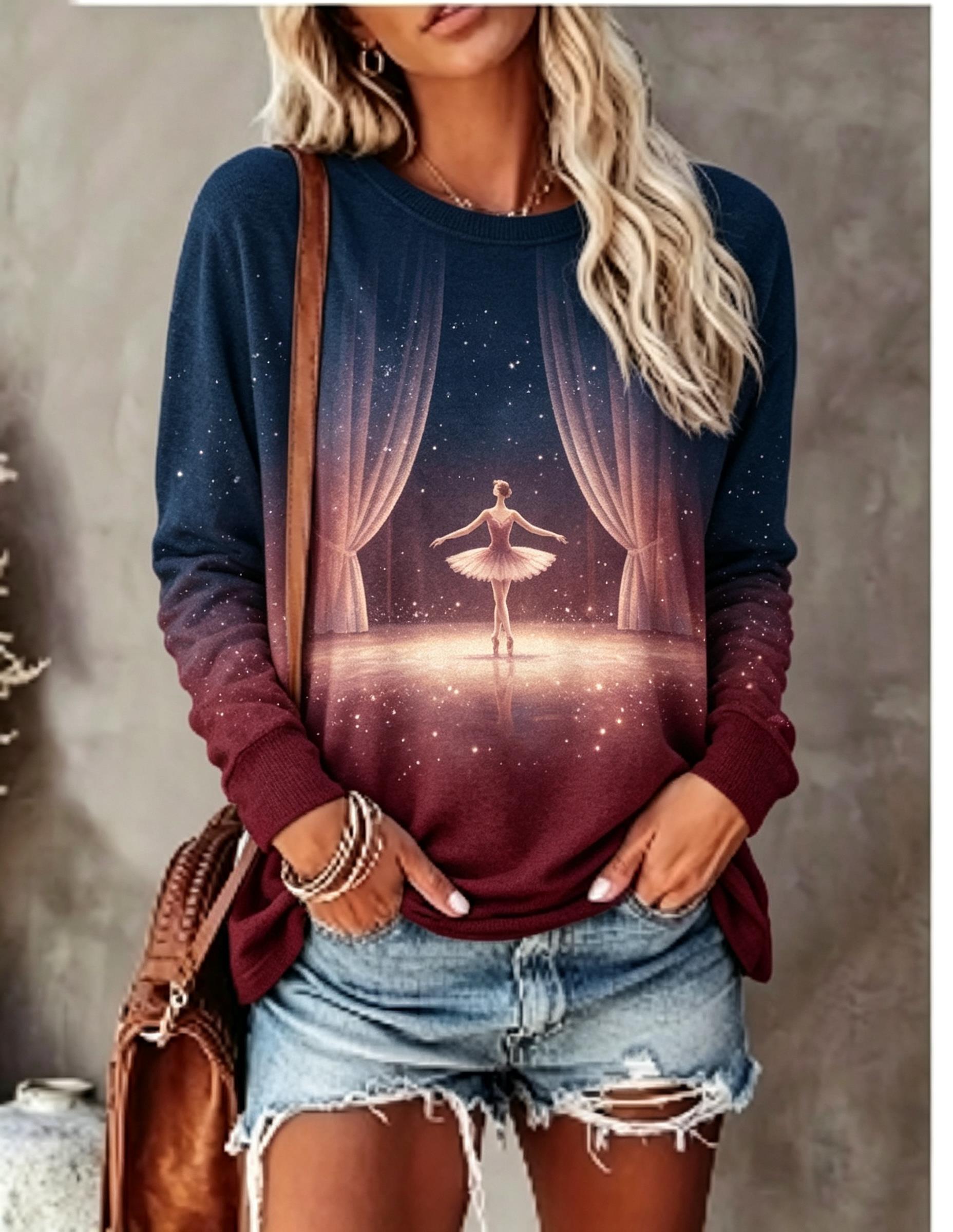 Winter Clothing For Women - Kadın Uzun Kollu Tişört Bale Dansçısı
