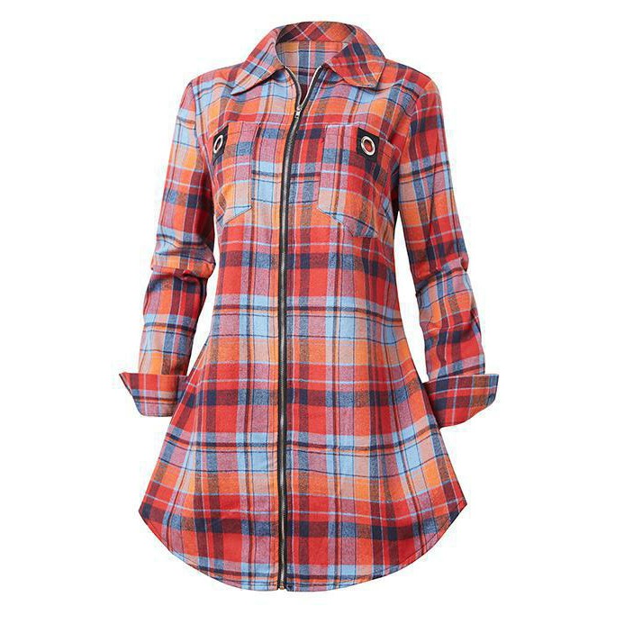 Ekose Desenli Uzun Kollu Gömle - Winter Clothing For Women incelemesi ve fiyatı