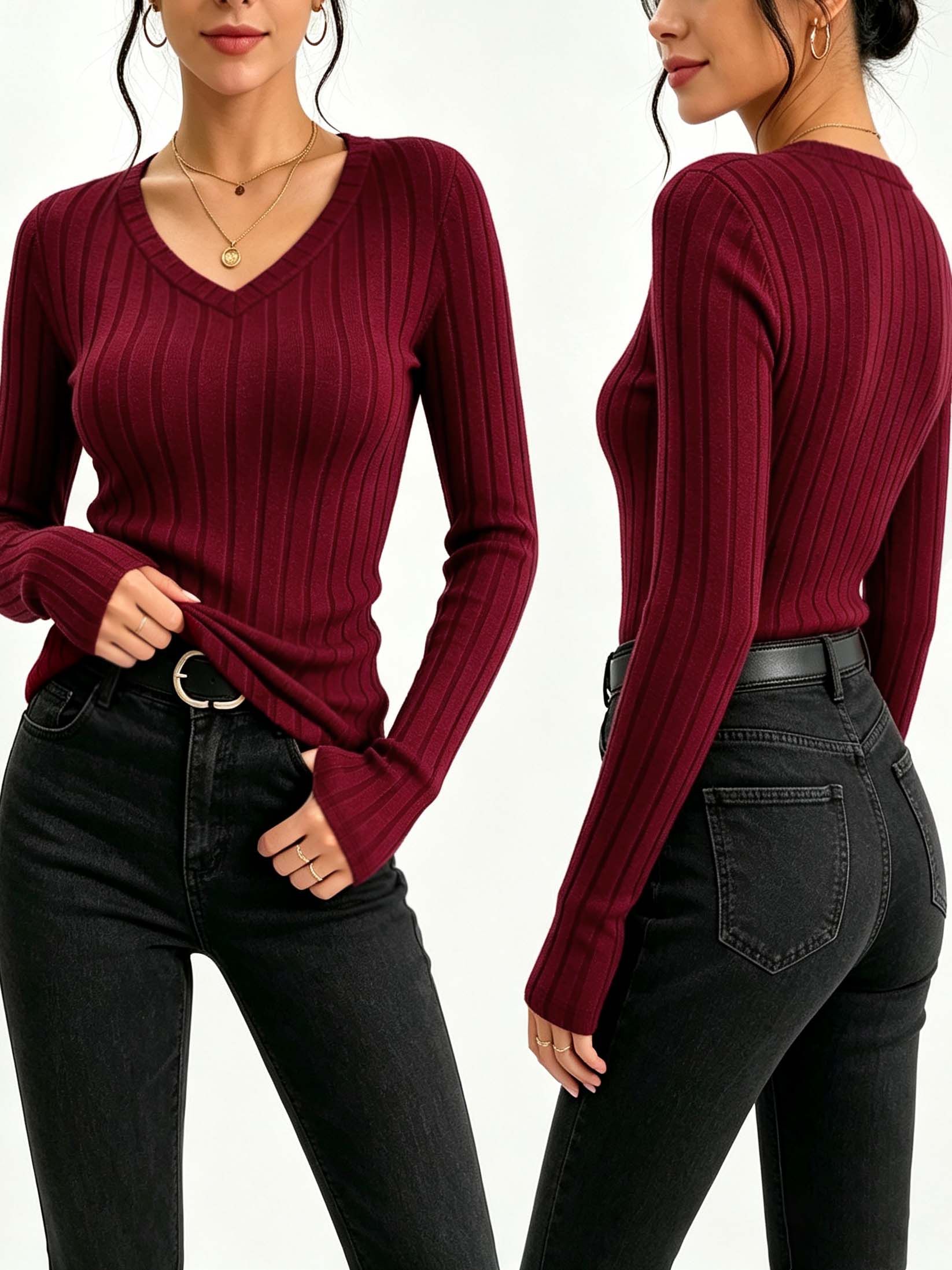 Kadın Düz V Yaka Nervürlü Örme - Winter Clothing For Women incelemesi ve fiyatı