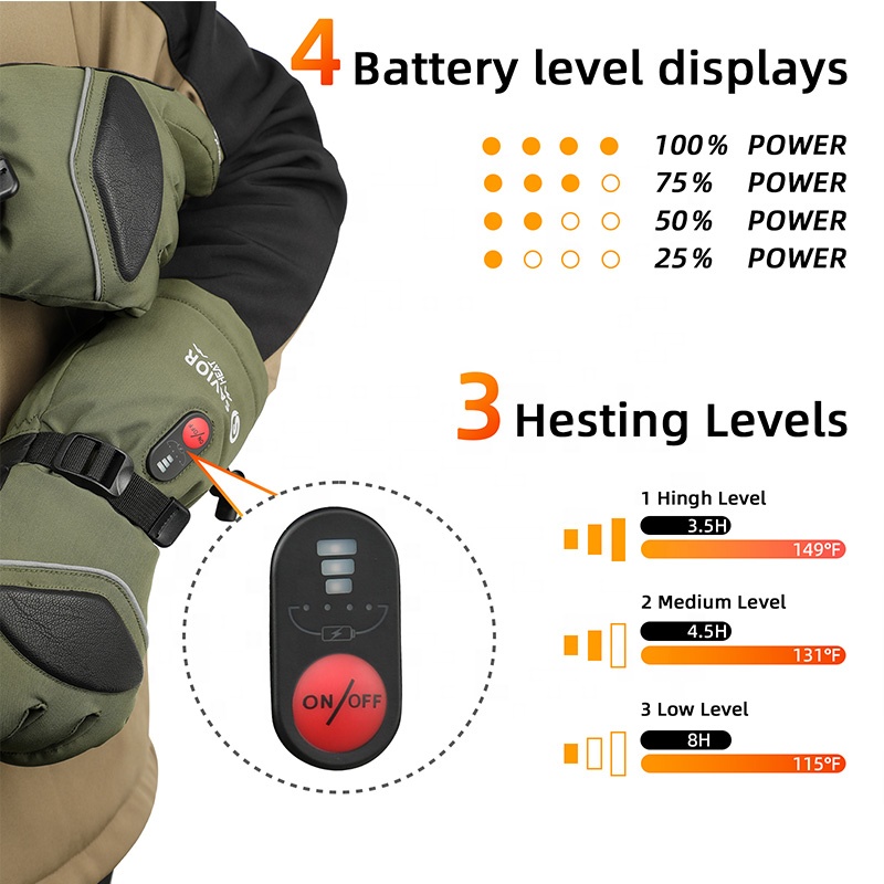 Yeşil 7.4V 3000mAh Dış Mekan S - Heated Gloves Electric incelemesi ve fiyatı