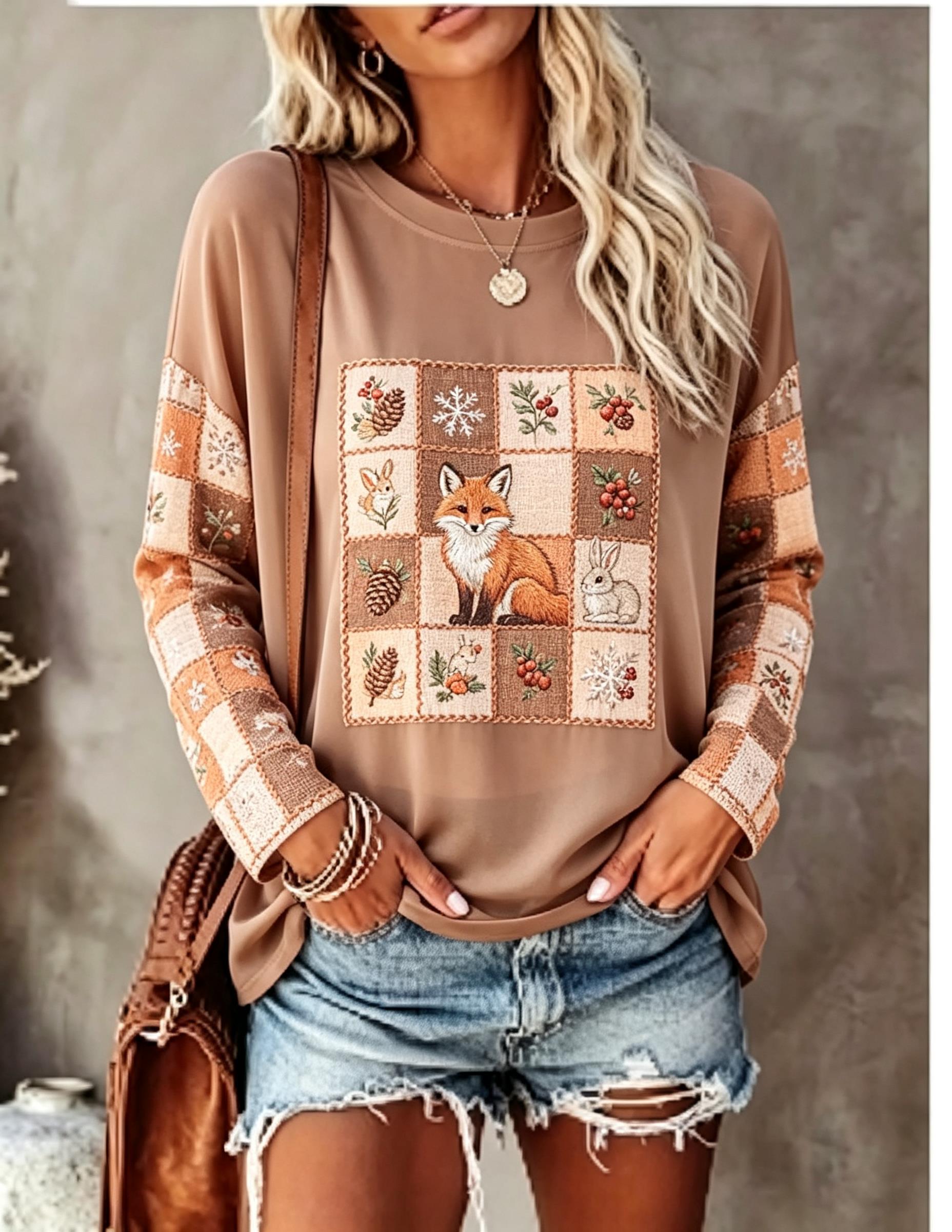 Kadın Uzun Kollu Tişört, Tilki - Winter Clothing For Women incelemesi ve fiyatı